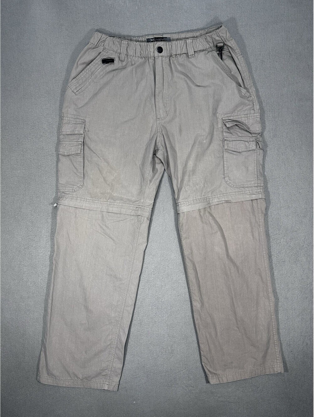 Men’s BC Clothing Convertible Cargo Hiking Pants Gray XXL Zip Off Nylon